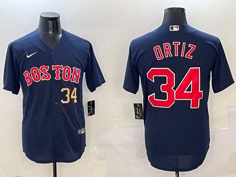 Men Boston Red Sox 34 Ortiz Blue Game 2025 Nike MLB Jersey style 2